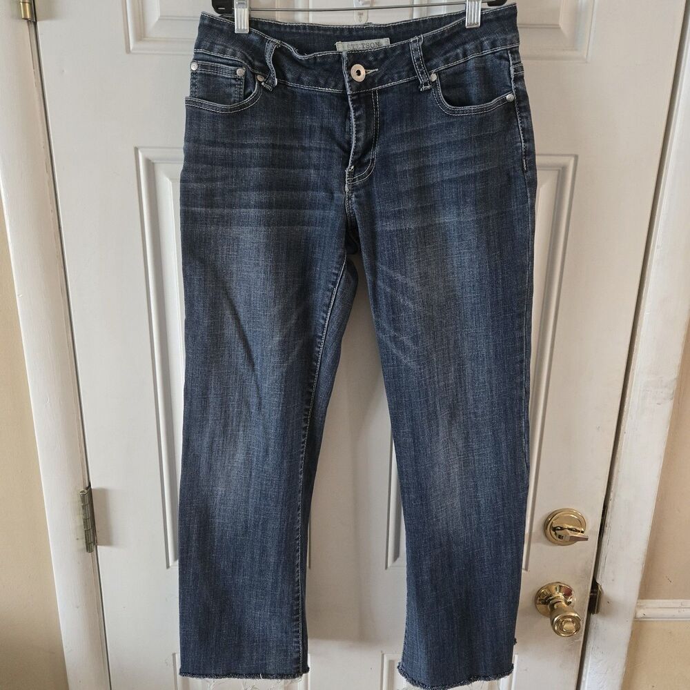 Stetson Women No 214 City Trouser Denim blue Jeans Wide Leg Size 10 (30x28) 90s
